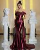 Evening dress one-word shoulder satin fishbone fishtail dress toast banquet prom evening dress plus size