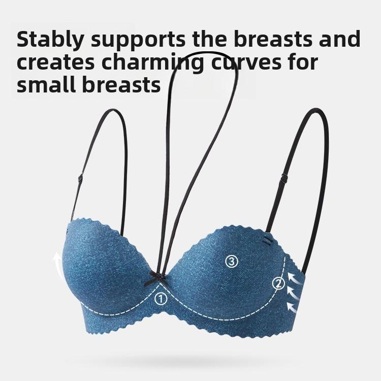 Female Spring and Summer Sexy Thin Shoulder Belt Hang Neck Gather To Prevent Drooping To Receive Pair of Milk Underwear