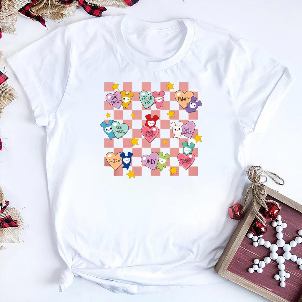 Twice Candy Heart Shirt Lovelys Twice Tshirt Kpop Twice Aesthetic Tee Once Gift Team Cartoon Twice Member Shirt Twice Tour Shirt