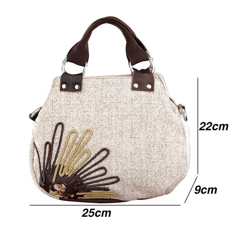 Boho Style Handmade Beaded Flax Crossbody Bag for Girls Women Vintage Weave Female Handbag Messenge