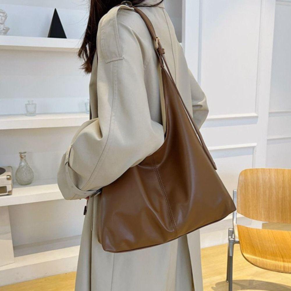 PU Women's Shoulder Bag Large Capacity Commute Shopping Bag Elegant Vintage Tote Bag  Travel