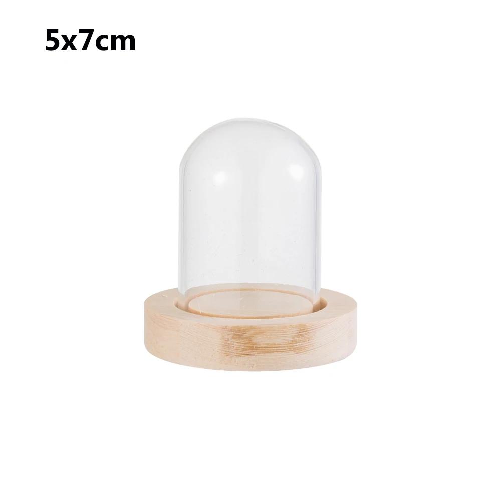 Home Decor Vases Glass Flower Display Cloche Bell Jar Glass Bottle with Wooden Base Dust Cover Display Box Immortal Flower Box
