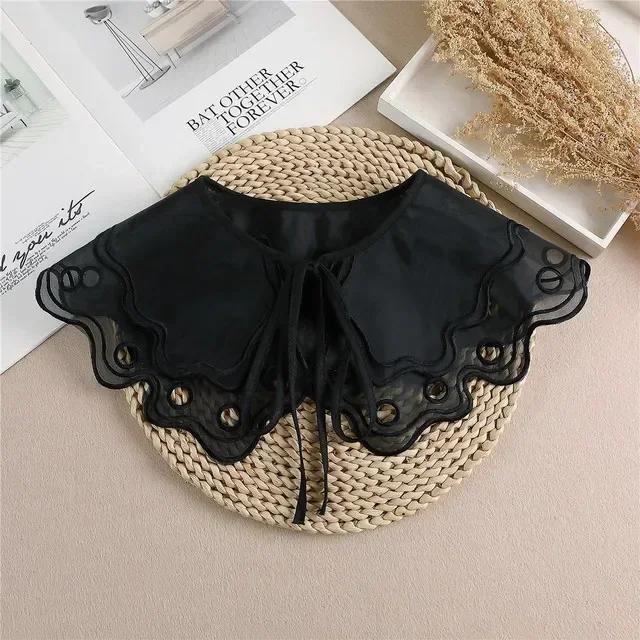 Summer Bow Tie Shawl White Fake Collars for Women Removable Dress Detachable Collar Wrap Shawl  False Collar Decor