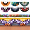 1Pc New Halloween Decor Indoor Outdoor Fan Shaped Flag Party Banner Pumpkin Hanging Flag 45x90cm Polyester Halloween Decorations