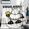 1PC Custom Name sheepworld Patterned Flannel Blanket Suitable For All Seasons for Home Decor Warmth and Comfort Gifts Holiday Present