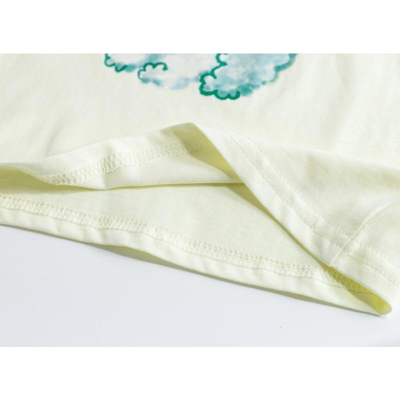 طقم قطن للأطفال بناتي كرتوني تي شيرت طفل طقم كاجوال زهري