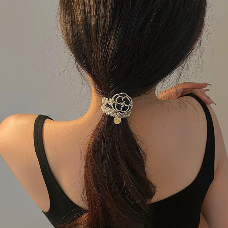 Амель Жемчужный Цветок Резинка для Волос Гопчанг Повязка на Голову white