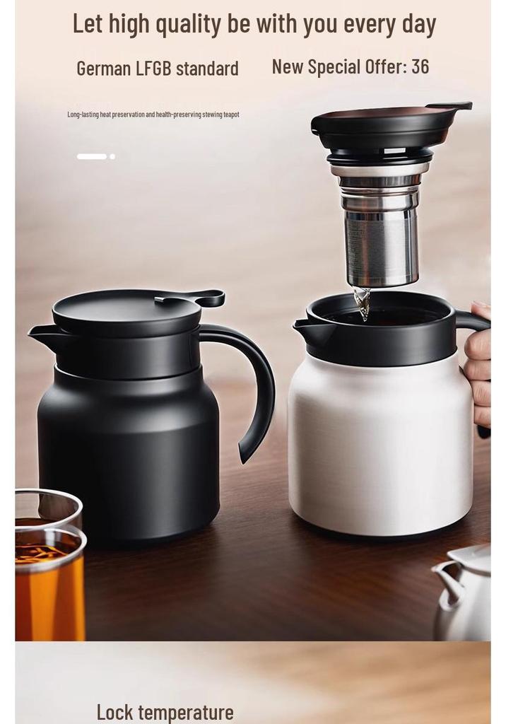 Home Tea Steeping Teapot: Stainless Steel Thermos for Old White Tea & Water Separation