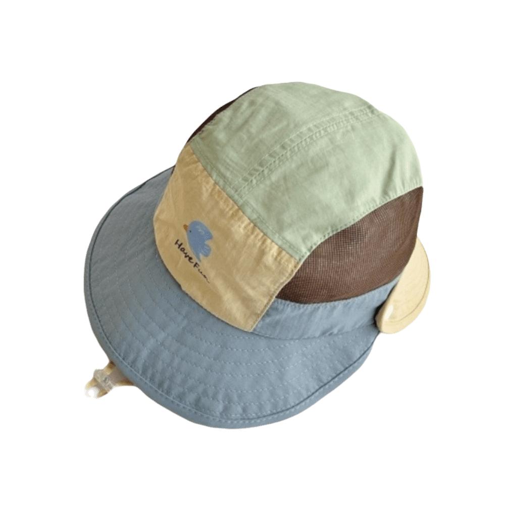 Breathable Quick-Dry Bucket Hat Macaron Color Detachable Cap Animal Cartoon Children Sun Hat Boys синий