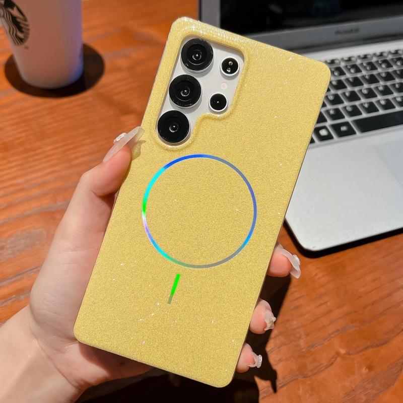 Glitter Thin Circle Magnetic Suction Suitable for Samsung S25 Ultra Magnetic Suction Mobile Phone Case S24 Plus Anti Fall S23 Simple
