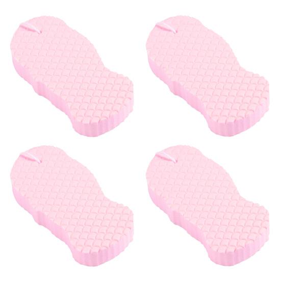 4Pcs 3D Ultra Soft Exfoliating Body Scrubber Fish Scale Pattern Bath Sponge with Lanyard Design Shower Sponge