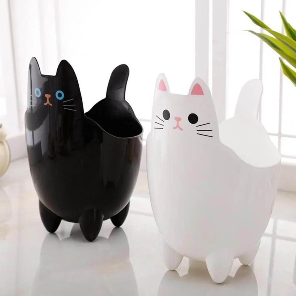 2025 New Desktop Trash Can Without Cover Cat Shape Capacity Garbage Living Room Bedroom Trash Storage Bucket Household Supplies