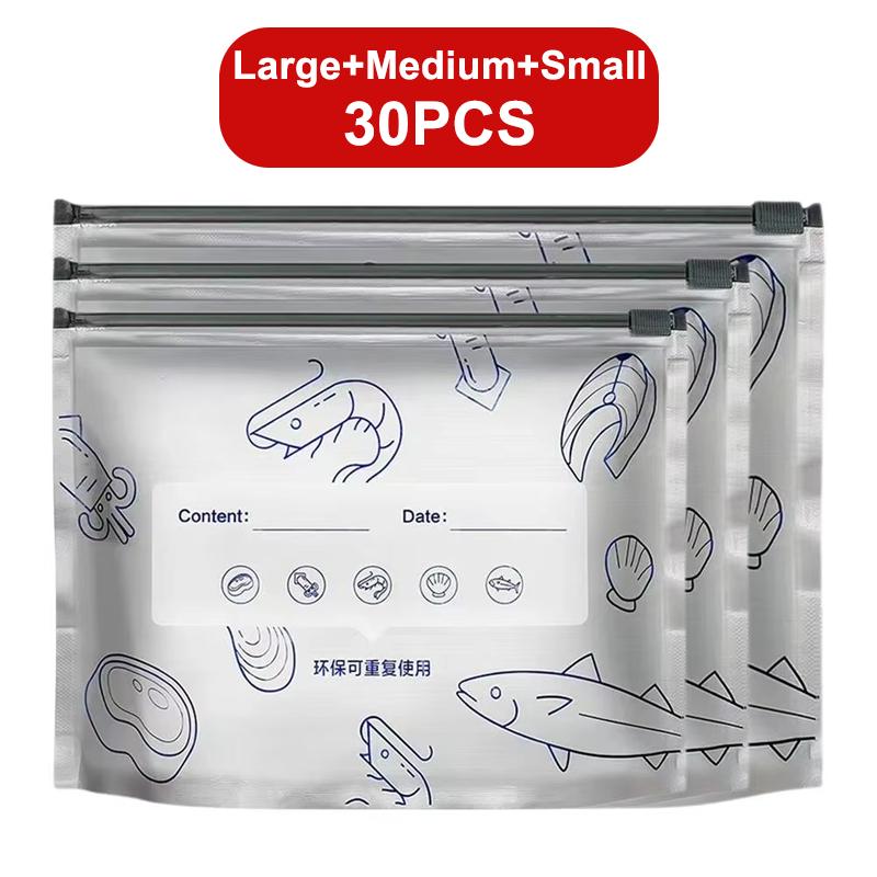 10Pcs/Set Aluminum Foil fresh-keeping Bag Sealed Antibacterial Refrigerator Food Freezing Storage Bag Zipper Seal