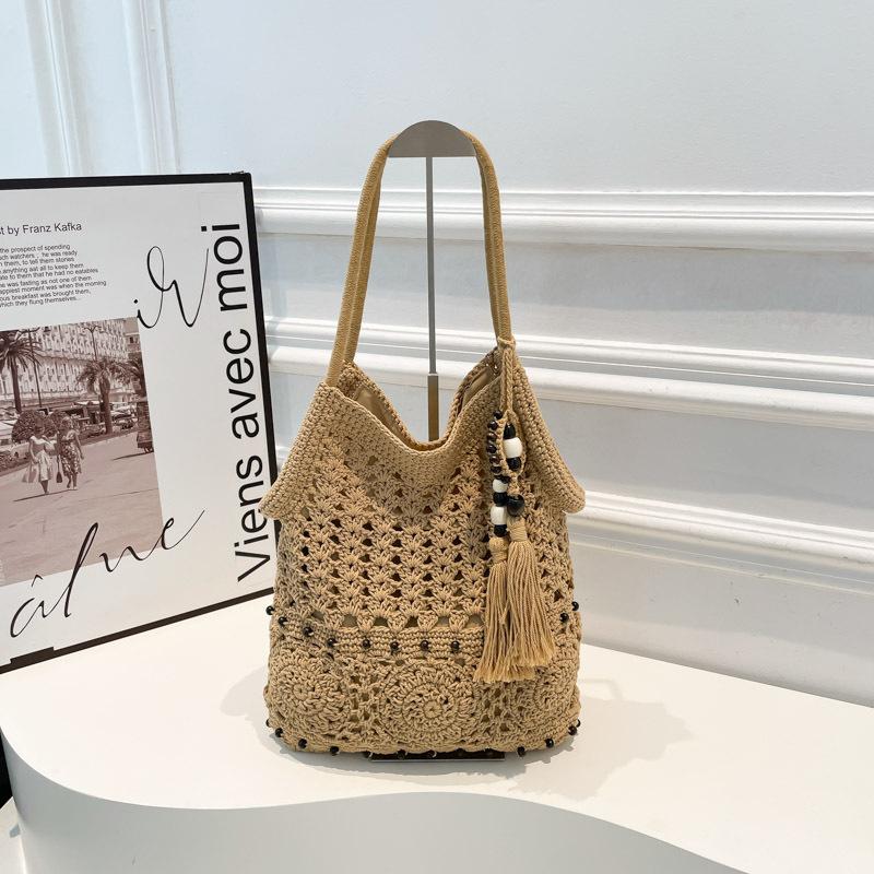 

Литературная вязаная вручную хлопковой нитью сумка женская пляжная сумка на плечо/подмышку для отпуска на море хаки