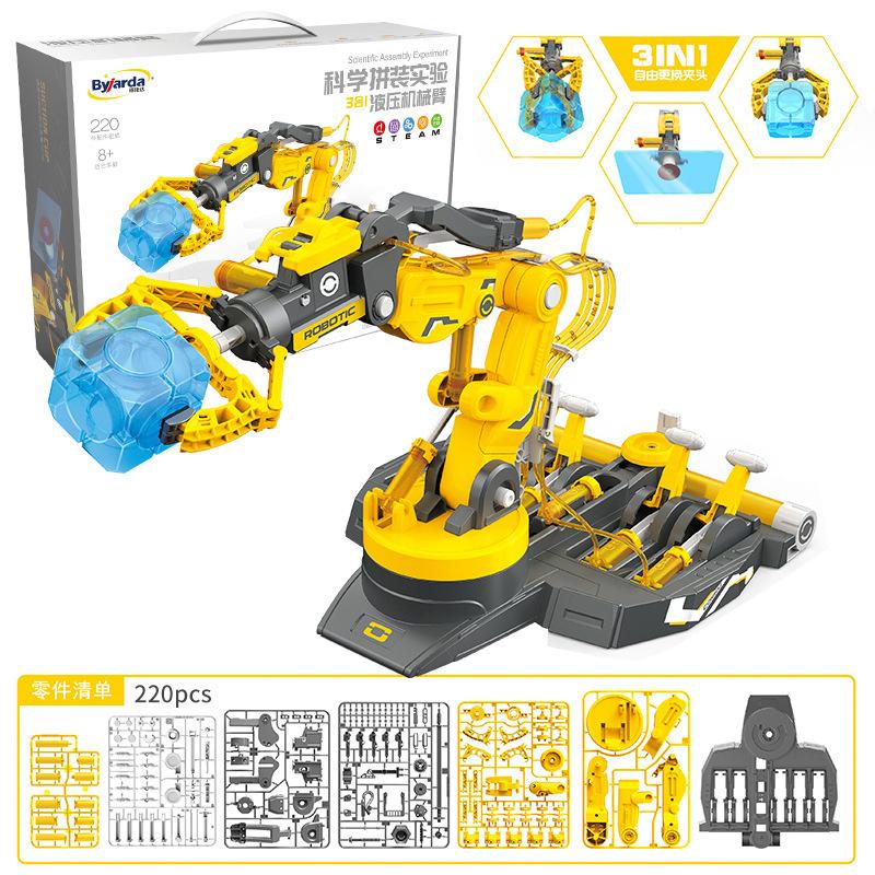 Hydraulischer Roboterarm STEM-Kit DIY-Montage Ingenieurspielzeug für Kinder Kind Pädagogisches Wissenschaftsexperiment Geschenke Rätselspielzeug-Set