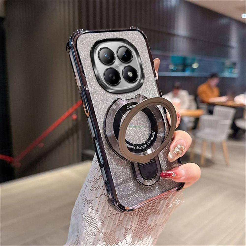 For Honor Magic 8 Lite Glitter 4-Point Anti Fall Plating Kickstand Phone Case For Honor Magic 8 7 6 5 Lite Pro Magnetic Cover
