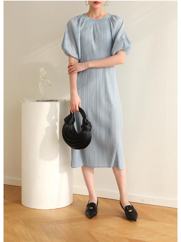 2026 Summer Miyake High-End Pleated Loose Pastoral Dress