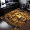 Lion Head Crystal Velvet Rug for Office Gaming Room Decor Animal Print Carpet Luxury Design Home Decoration 3D Art Floor Mat