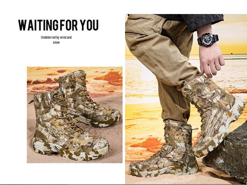 Men's High-Top Camouflage Desert Combat Boots - New Styles, Large Sizes Available