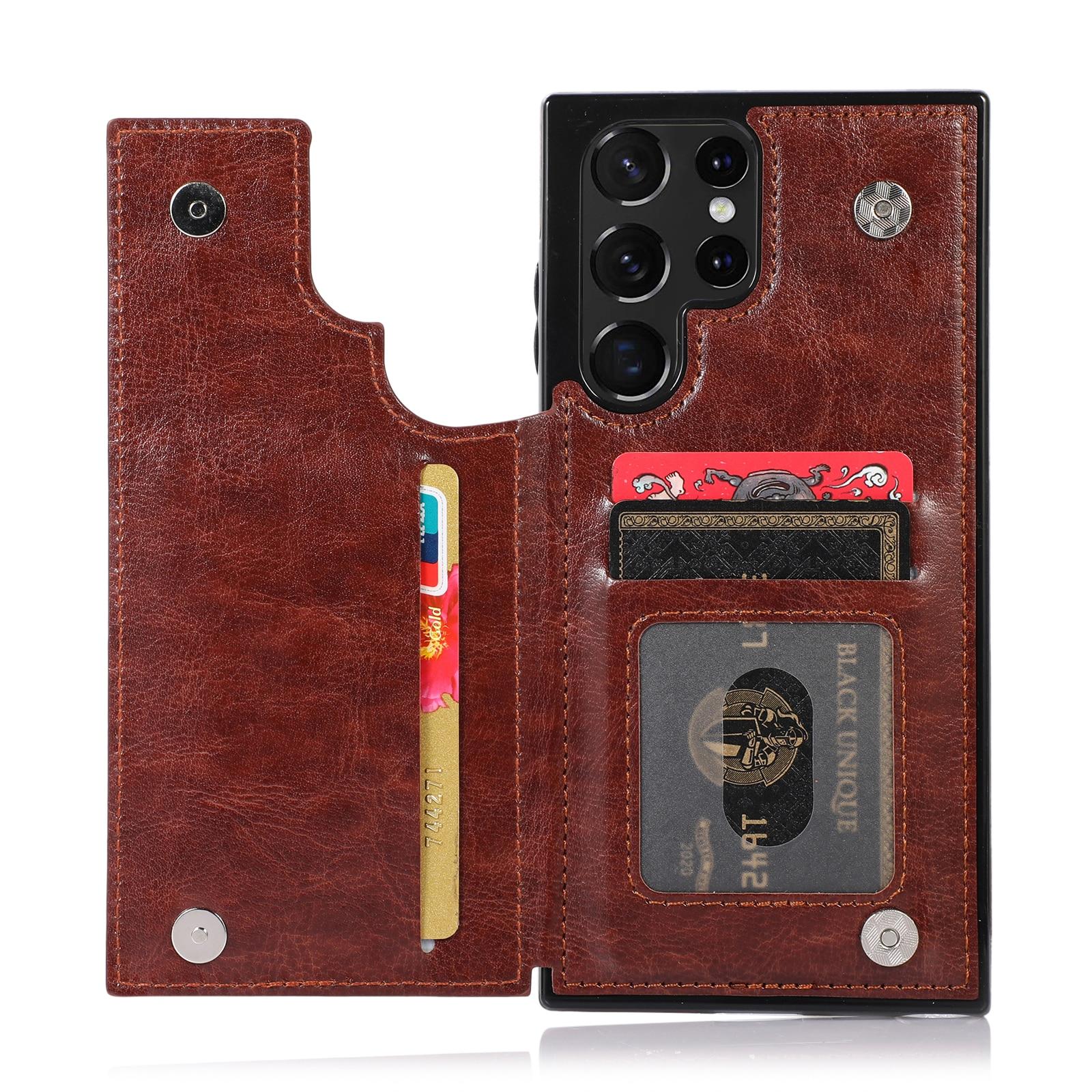 

Для Samsung Galaxy S22 S21 S23 Ultra S20 FE S10 S9 S8 плюс A12 A22 A32 A52 A51 A71 A20E A30 A50 A70 Гаманець чохол слот тримач PU шкіряний магнітний чохол SAmsung A54 коричневий