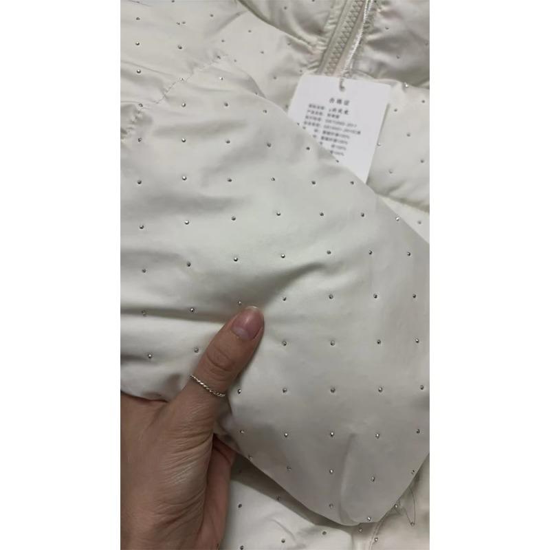 Parka de iarnă pentru femei Îmbrăcăminte exterioară Paltoane scurte Palton coreean cu strasuri Jachete groase de puf calde pentru doamne