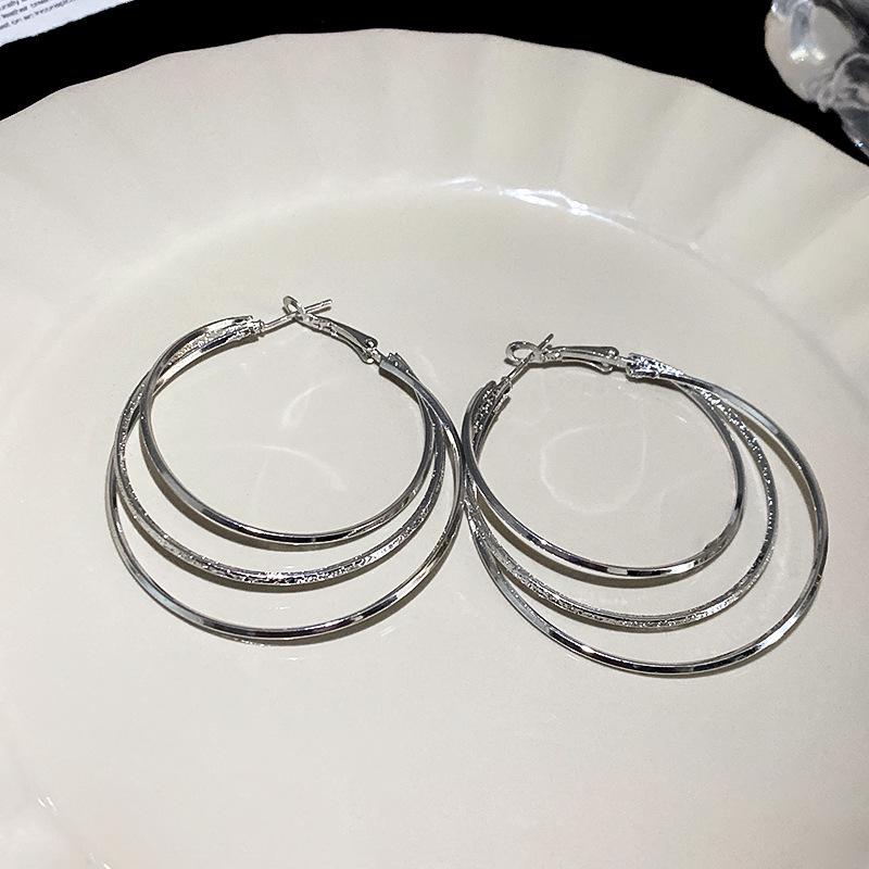 European and American Silver Needle Zircon Earrings: High-End, Versatile, Exaggerated Personality Design