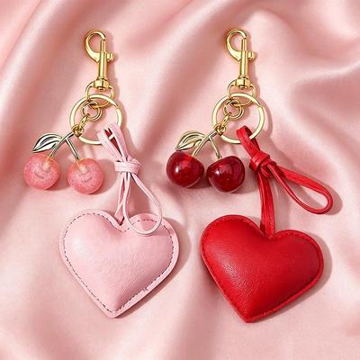 Heart Faux Leather Chery Pendant Mini Backpack Hanging Handbag Pendant Bag Pendant Bags Accessories
