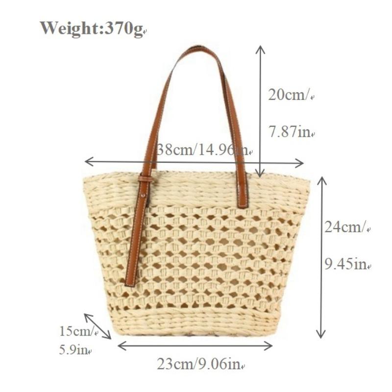 Premium Straw Woven Bag Women's Shoulder Handwoven Bag Large Capacity Seaside Vacation Beach Cabbage Basket Women's Bag