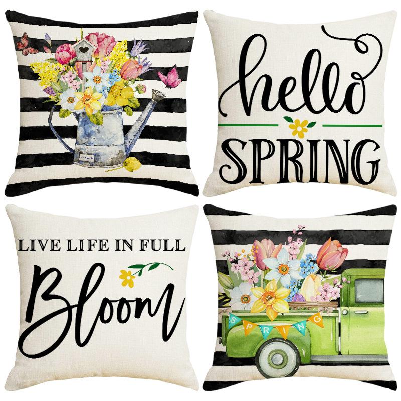 Warm Home Soft Furnishing Sofa Pillows Spring Plants Flowers Bay Window Cushions Office Seat Linen Pillows