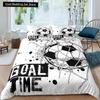 3D Football King Queen Duvet Cover Soccer Bedding Set for Kids Teens Boys Ball Sports White Red 2/3pcs Polyester Quilt Cover