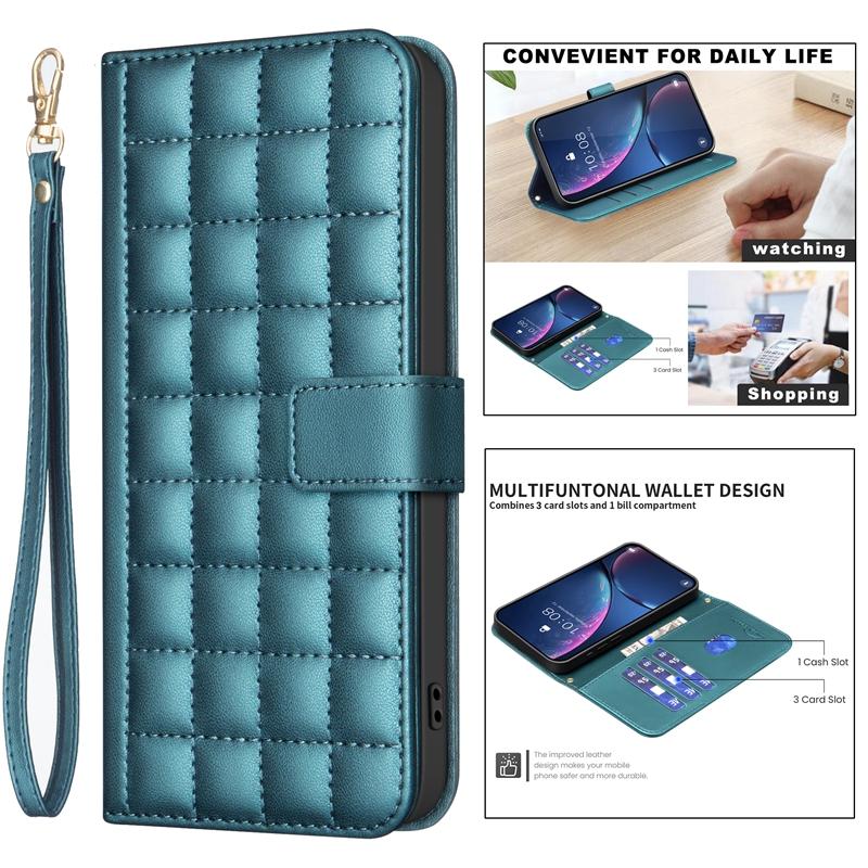 Case S24 Ultra Wallet Flip Phone Case on For Samsung Galaxy S24 S23 S22 S21 Ultra Plus S23 S21 FE Luxury Checkered Leather Cover