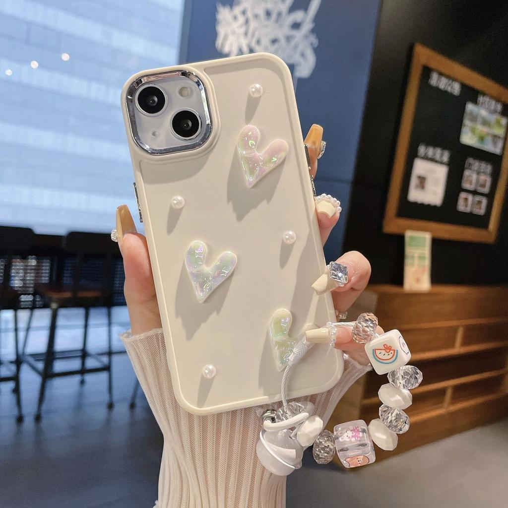 Suitable for Apple 16PRO Metal Photo Frame Pearl Love Mobile Phone Case IPhone 7P/XR Solid Color Protection Case