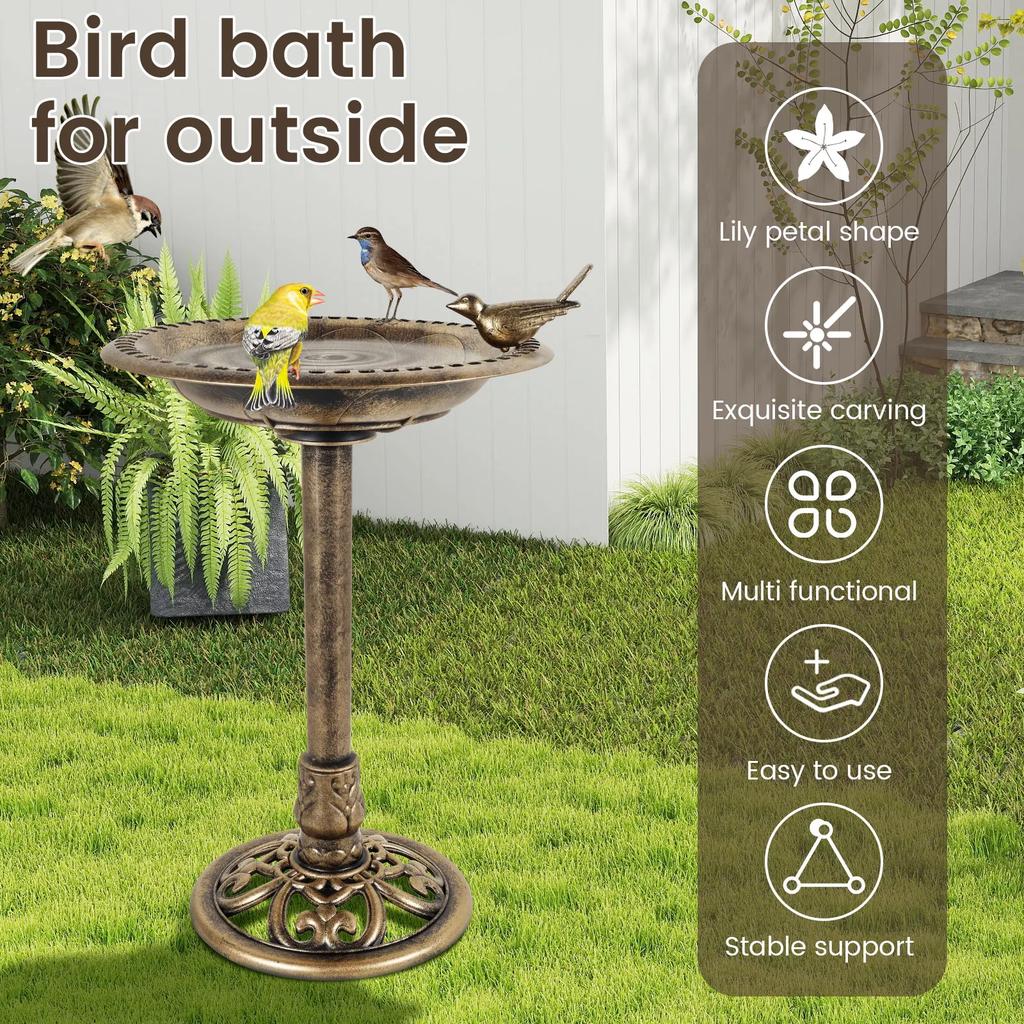 Vintage Bird Bath Feeder Bowl for Outdoor Garden Decor Courtyard Parrot Hummingbird Wild Birds Feeding Watering Supplies