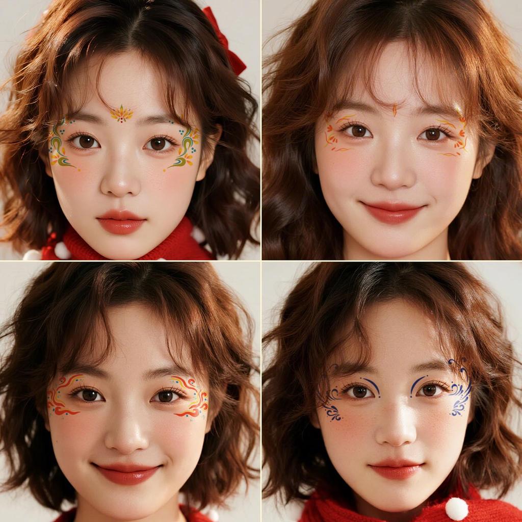 Ancient Style Children's Hanfu Makeup Stickers: Eye & Forehead Accents