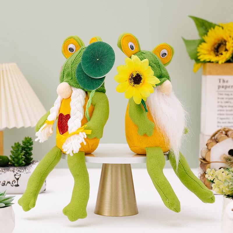 Green Playful Frog Gnome Ornaments For Spring Themed Decor Cute And Design Fun