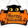 1pcs New Front Door Halloween Welcome Sign Pumpkin Skeleton Wreath Wooden Halloween Party Decoration