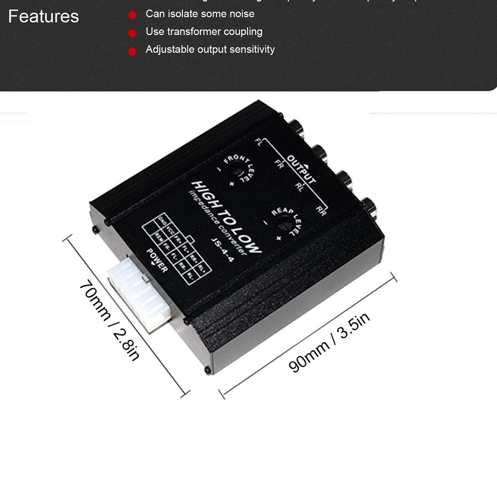 WLGOLD Audio Converter, 12V4 Channel Audio Impedance Converter High To Low Line Car Stereo Radio Speaker Frequency Filter