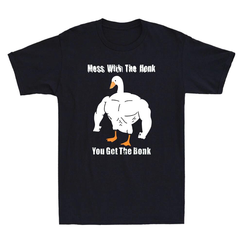 Mess With The Honk You Get The Bonk Funny Muscle Goose Quote Retro Men s T-Shirt L