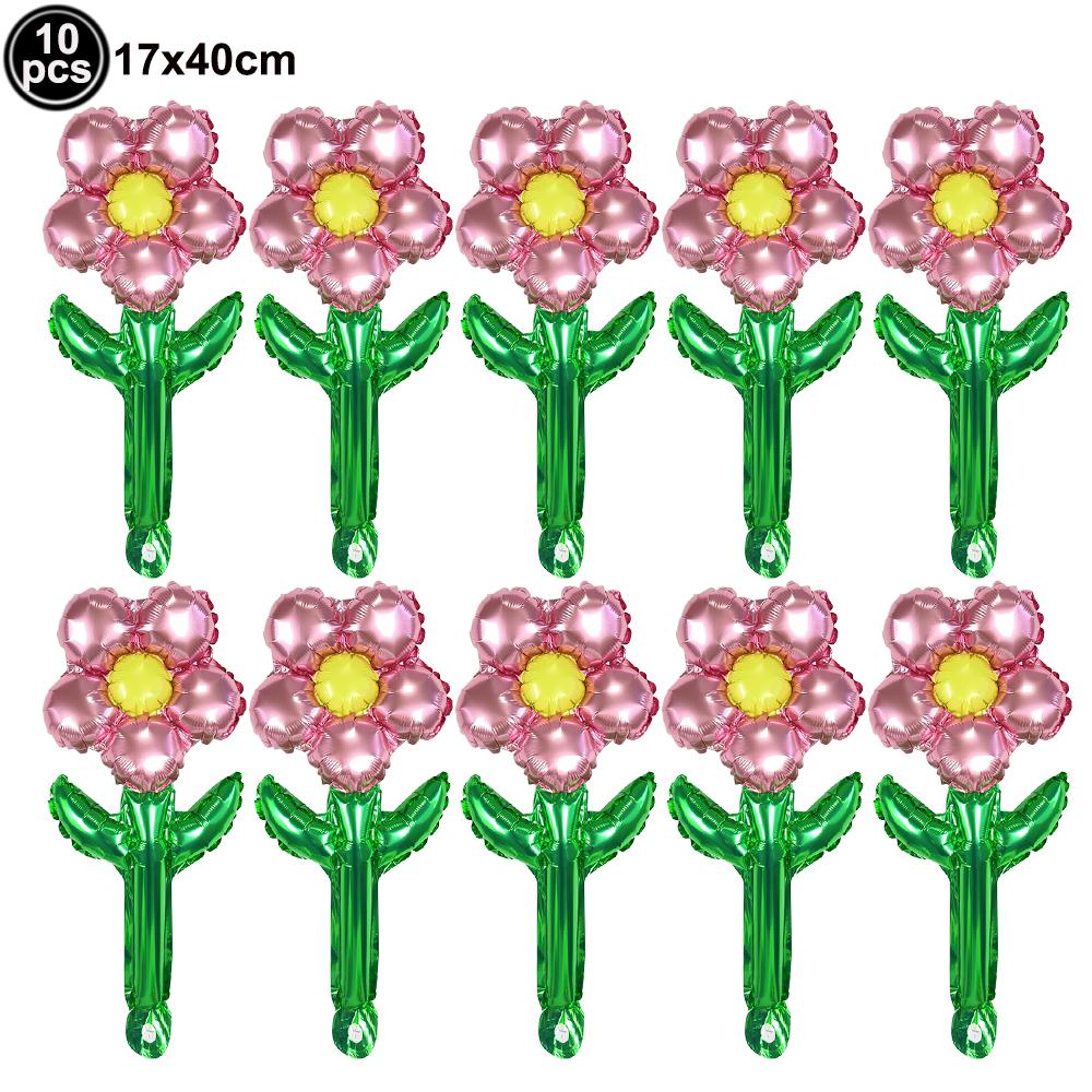 10-50pcs/Pack Colorful Mini Flower Foil Balloons Handheld Flower Balloons for Valentine s Day Mother s Birthday Party Decoration 10pcs