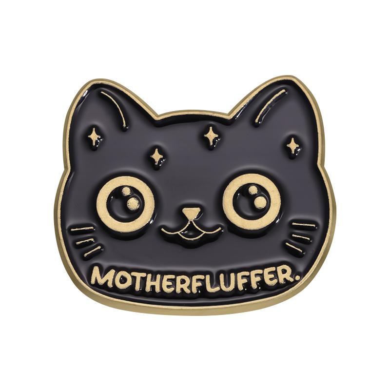 Cute Cats Enamel Pins Custom MOTHERFLUFFER Alien Cat Brooches Lapel Badges Cartoon Animal Jewelry Gift for Kids Friends