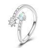 Copper Sun Opal Open Adjustable Ring For Women Ladies Sparkling Party Wear Luxury Gift Jewelry