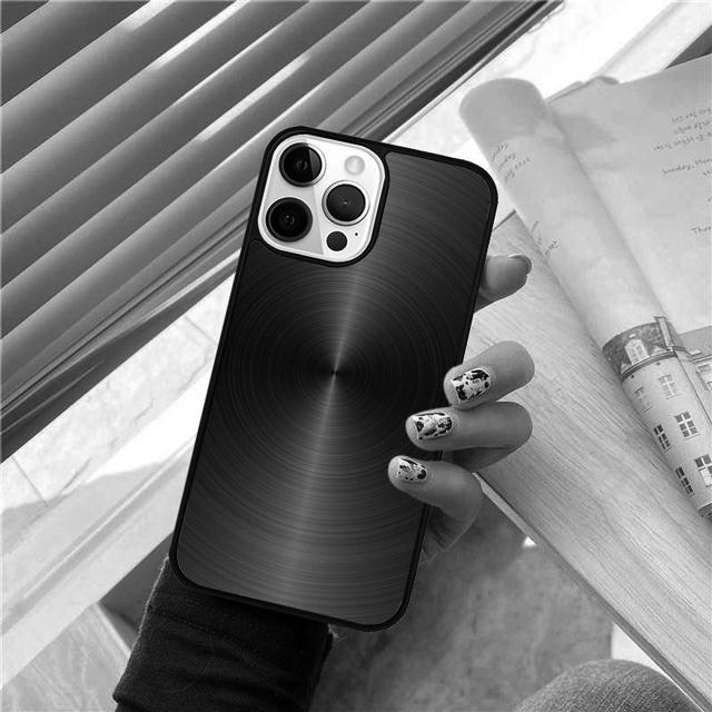 Brushed Metal Texture Steel Print Phone Case Cover For iPhone 17 Air 15 16 14 13 12 Pro Max 11 Pro Max Plus Coque