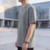 Men's Plus Size Grid Text Print T-Shirt – Textured Short Sleeve Casual Tee (Sizes 5XL-11XL) for Summer Streetwear