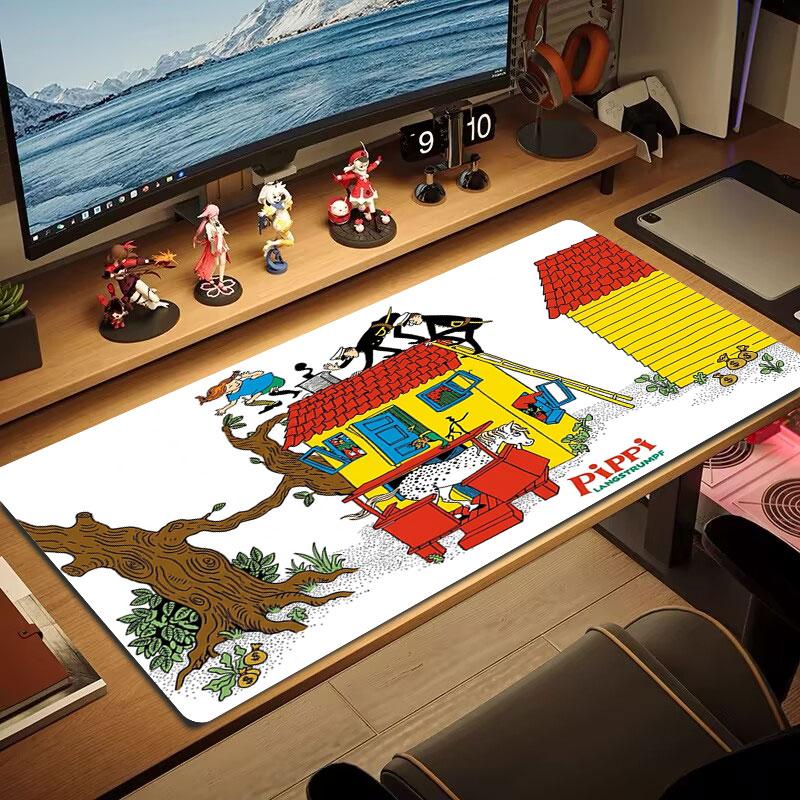 Pippi Longstocking Large Size Mouse Pad Large Gaming Table Cushion Non-slip Laptop Tablet Big Mousepad XXL Mat Mini PC Playmat With Lock edge