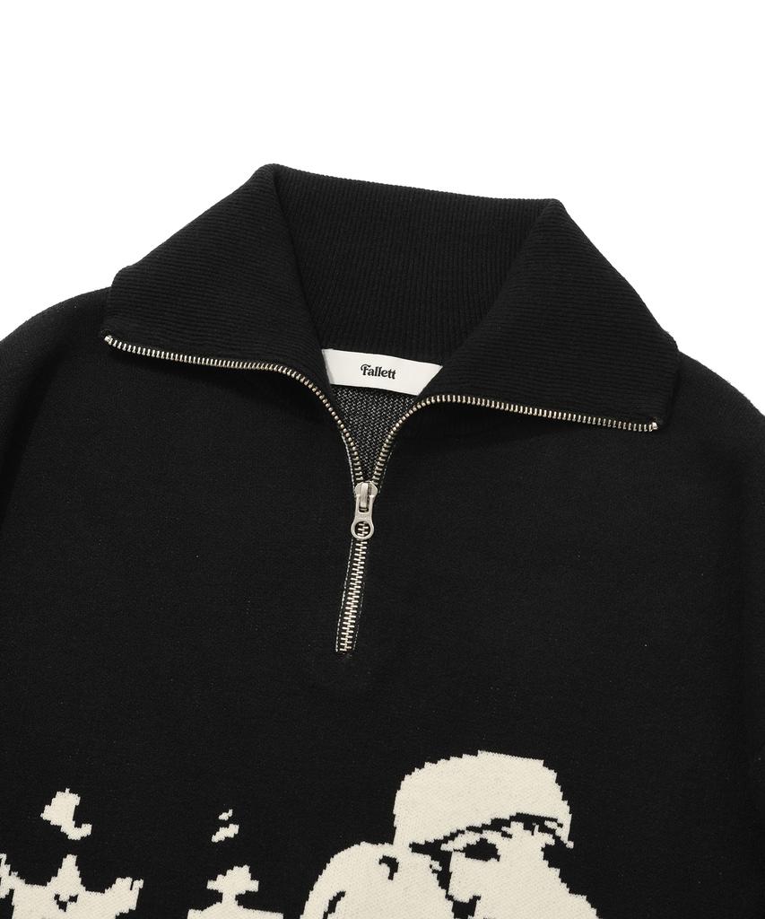 FALLETT Rock Band Half Zip Knit Black