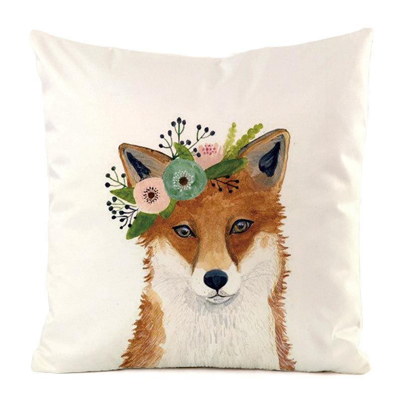 Norwegian Feng Shui Cartoon Fox Digital Printing Short Plush Pillow Covers For Car Sofa Office Cushion Cover Home Goods