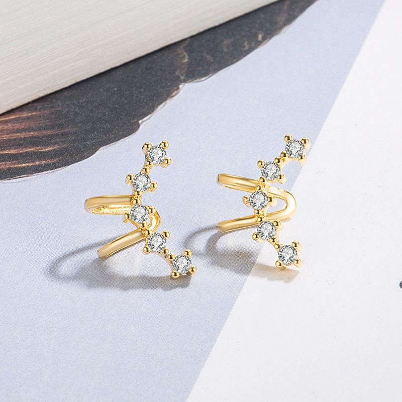 Farbe Schlicht Punk Metall Zirkon Ohrklemme Clip-Ohrringe für Damen Ohne Ohrloch Kristall Stern Earcuff Ohrklemmen Schmuck