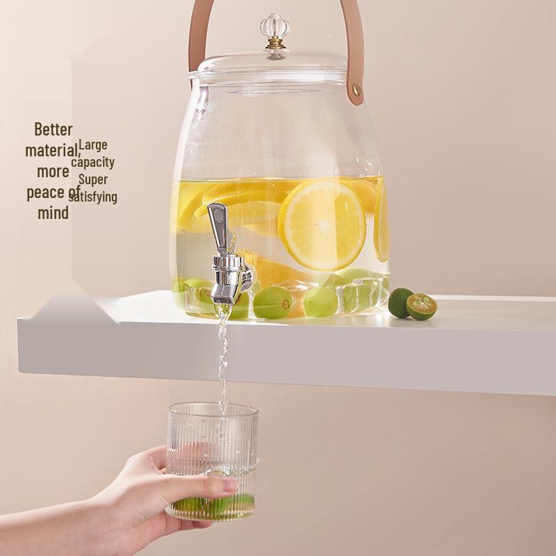 Large Capacity Food-Grade Cold Water Pitcher with Electroplated Faucet for Summer Beverages