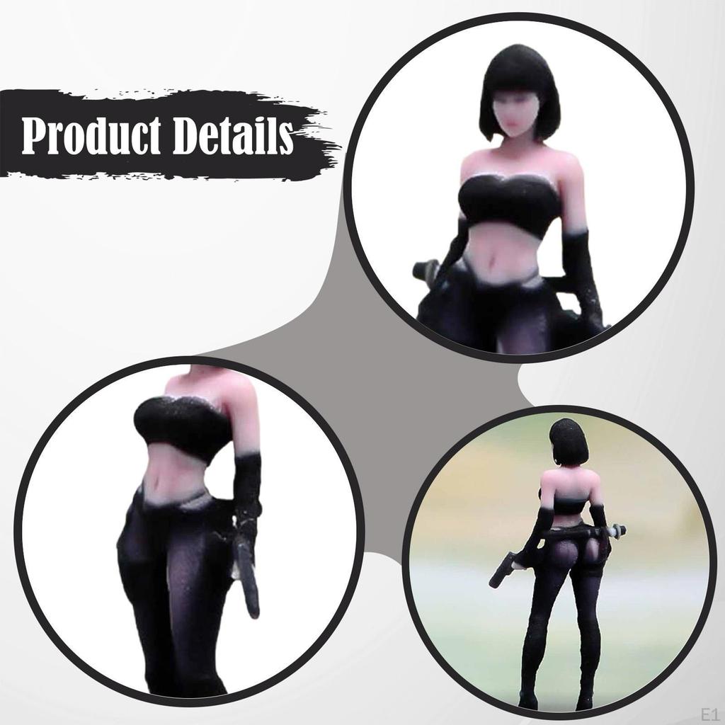Miniature Girl Figures 1:64 Scale Diorama Collectibles Tiny Mini Realistic for Micro Landscapes