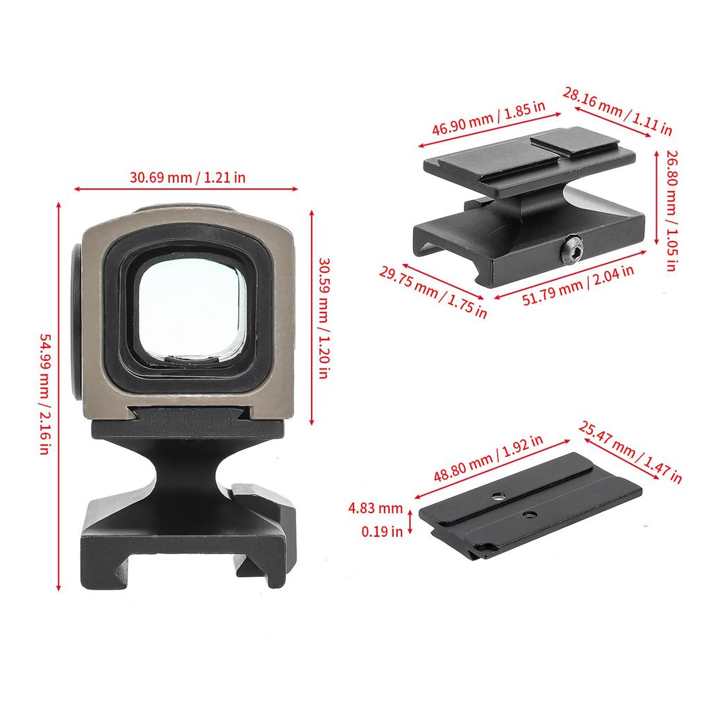 QIRUIMY Aim Point ACRO P-2 Red Dot Sight Replica with G-LOCK Mount and 20mm Rail Compatible REPTILIA Type Hi/Low Adapter Set (Tan)